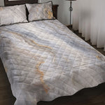 Grey Marble Print Quilt Bed Set