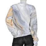 Grey Marble Print Women's Crewneck Sweatshirt GearFrost