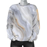 Grey Marble Print Women's Crewneck Sweatshirt GearFrost