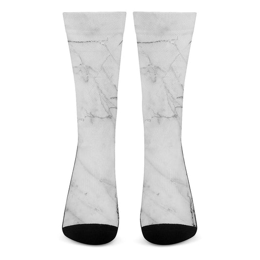 Grey Marble Stone Print Crew Socks