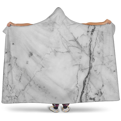 Grey Marble Stone Print Hooded Blanket
