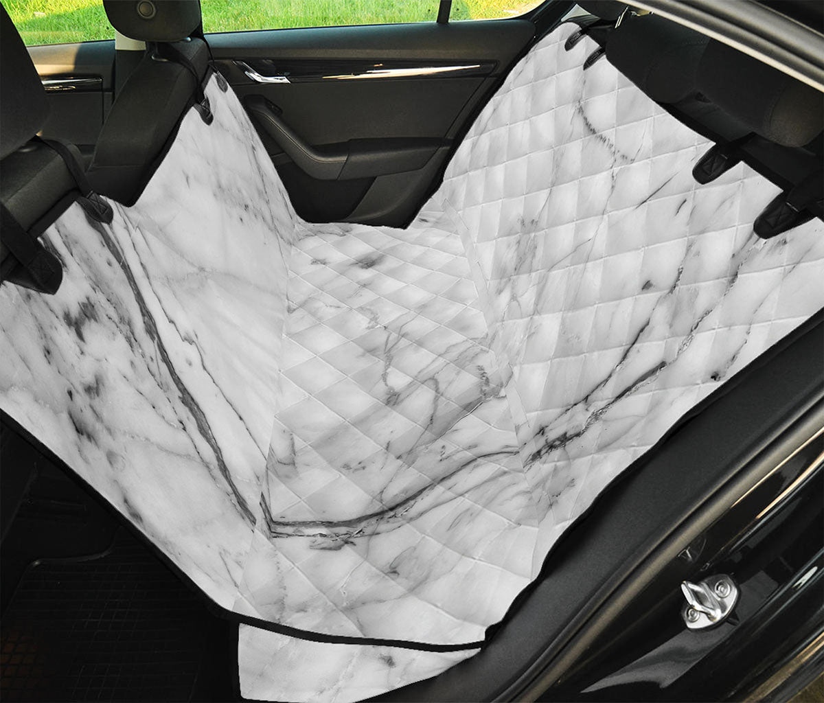 Grey Marble Stone Print Pet Car Back Seat Cover