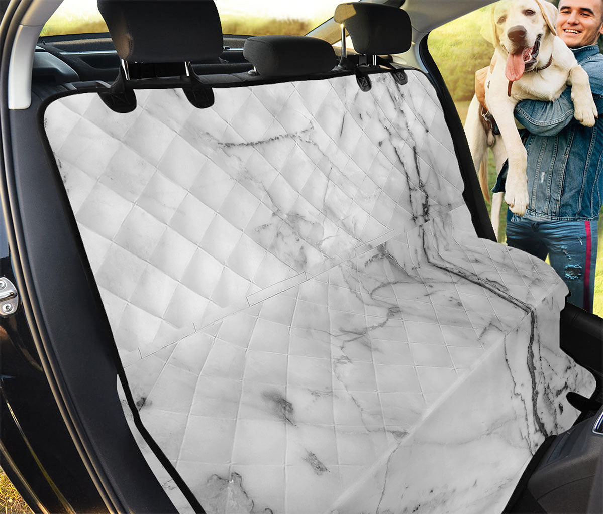 Grey Marble Stone Print Pet Car Back Seat Cover