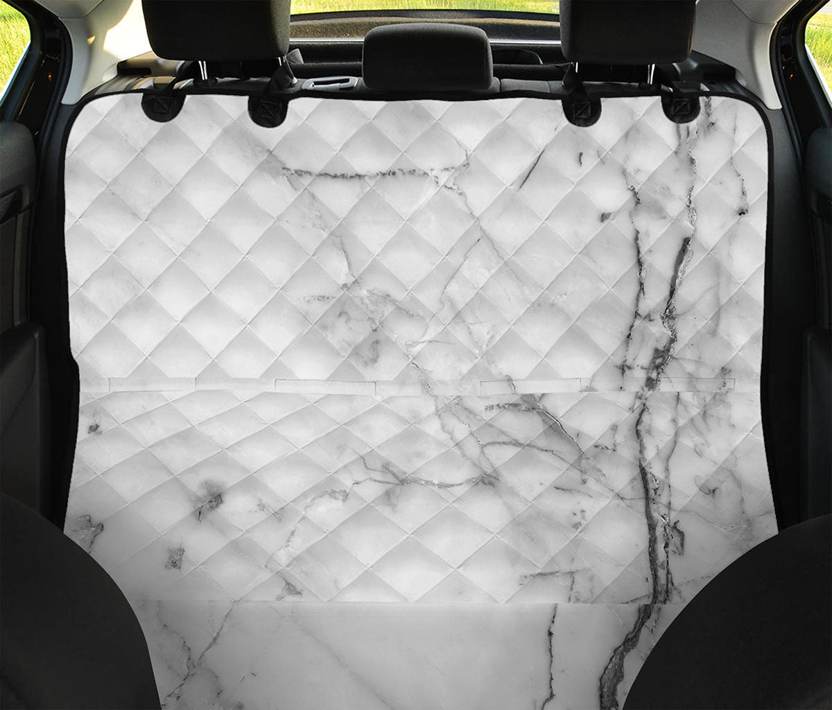 Grey Marble Stone Print Pet Car Back Seat Cover