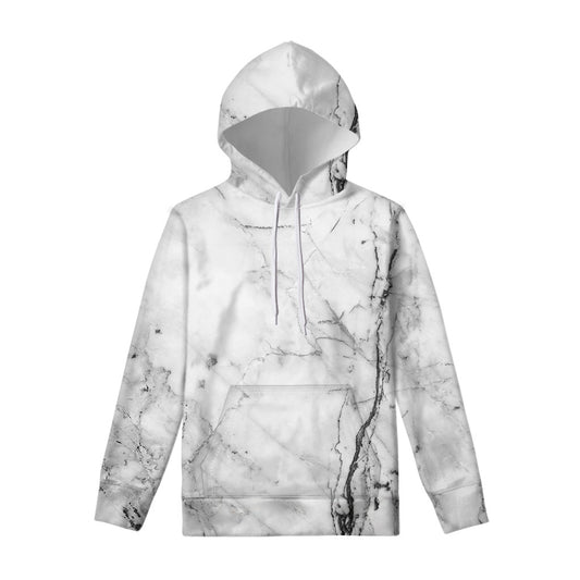 Grey Marble Stone Print Pullover Hoodie