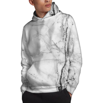 Grey Marble Stone Print Pullover Hoodie