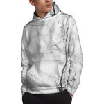 Grey Marble Stone Print Pullover Hoodie