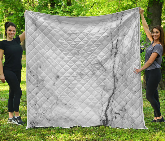 Grey Marble Stone Print Quilt