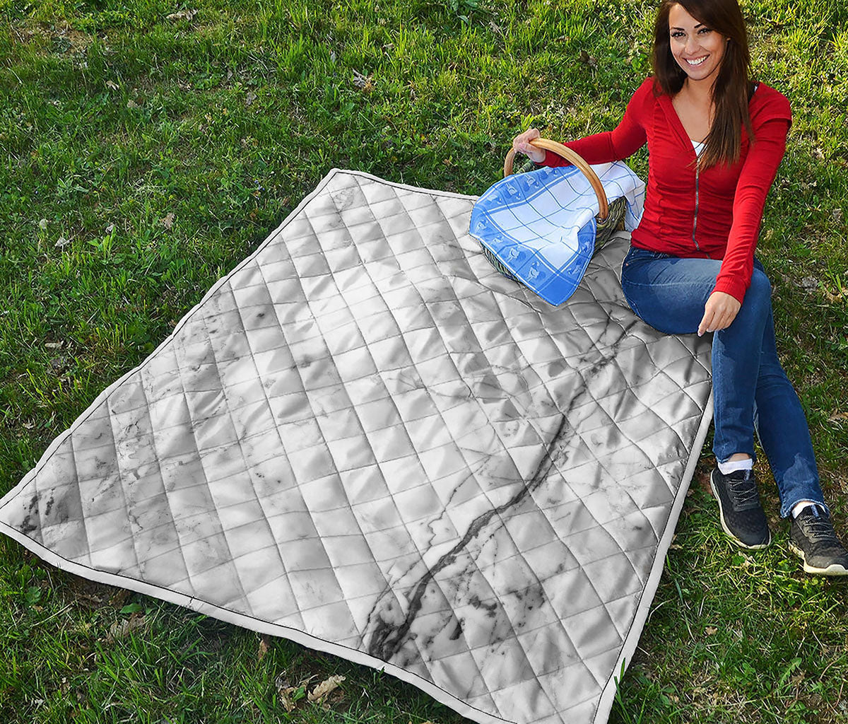Grey Marble Stone Print Quilt