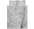 Grey Marble Stone Print Quilt Bed Set