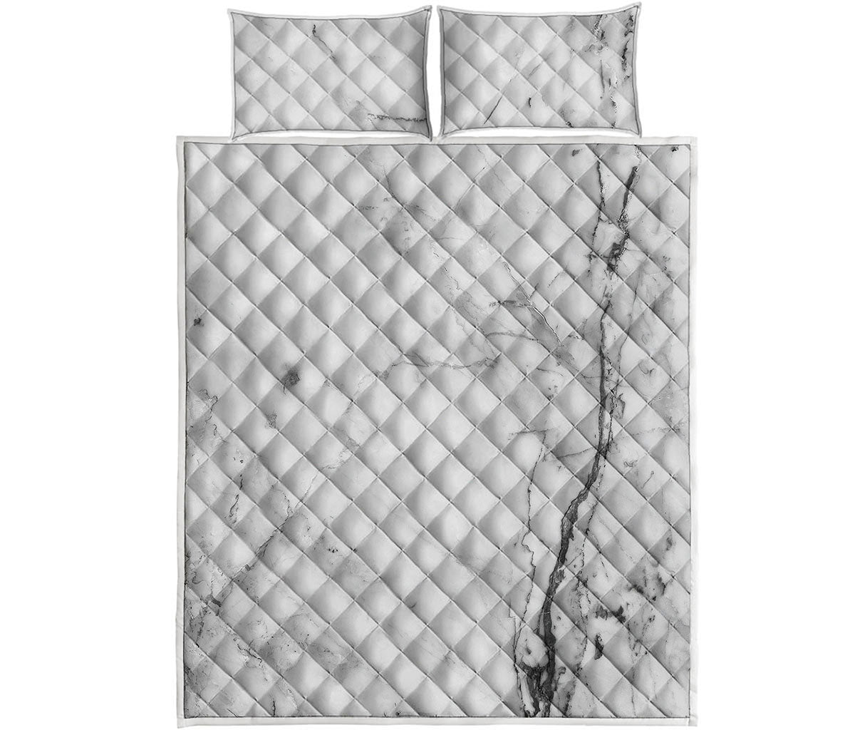 Grey Marble Stone Print Quilt Bed Set