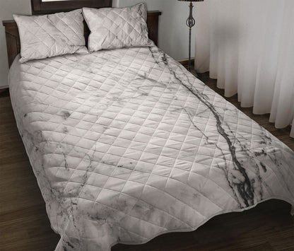 Grey Marble Stone Print Quilt Bed Set