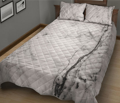 Grey Marble Stone Print Quilt Bed Set