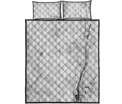 Grey Marble Stone Print Quilt Bed Set