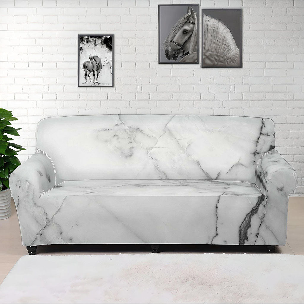 Grey Marble Stone Print Sofa Cover