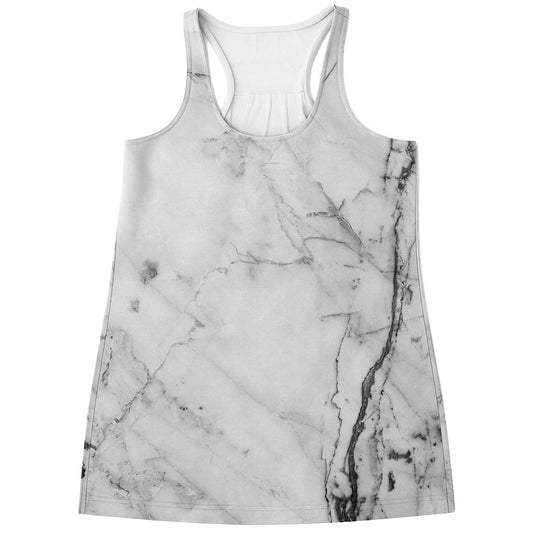 Grey Marble Stone Print Women's Racerback Tank Top