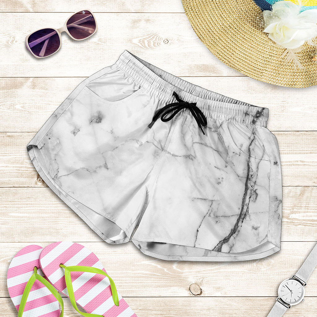 Grey Marble Stone Print Women's Shorts