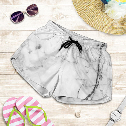Grey Marble Stone Print Women's Shorts