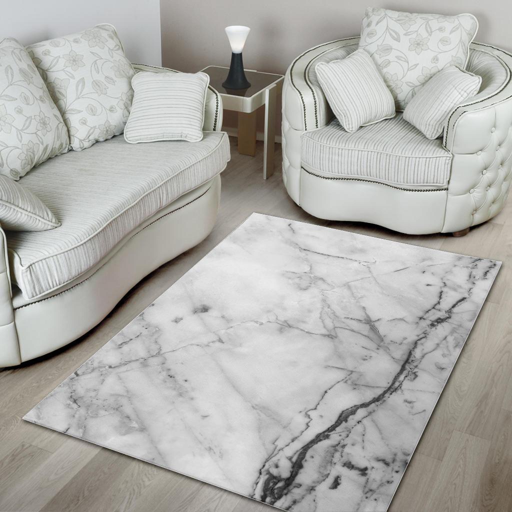 Grey Marble Texture Print Area Rug GearFrost