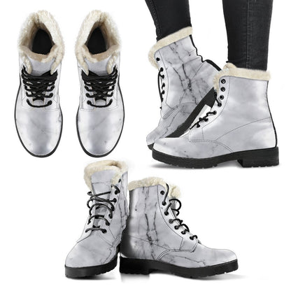 Grey Marble Texture Print Comfy Boots GearFrost