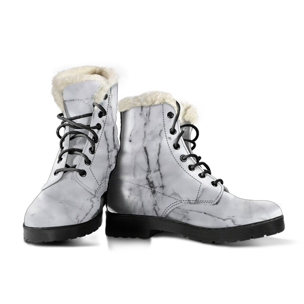 Grey Marble Texture Print Comfy Boots GearFrost