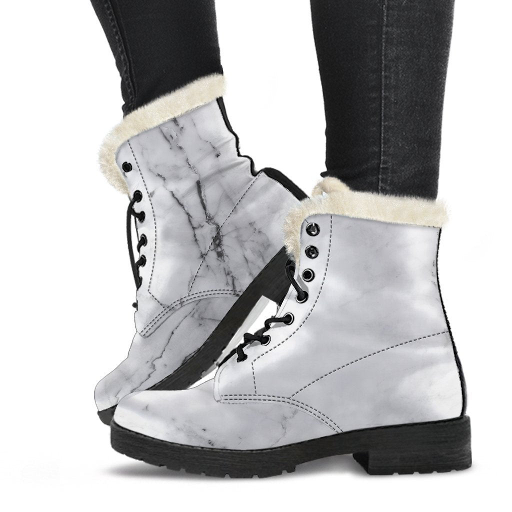 Grey Marble Texture Print Comfy Boots GearFrost