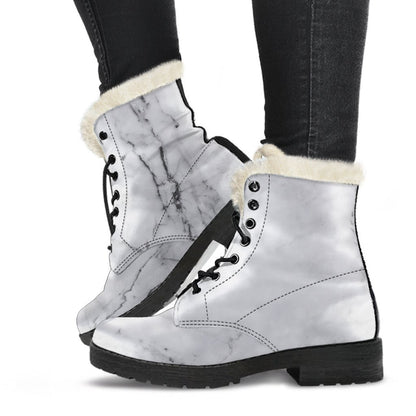 Grey Marble Texture Print Comfy Boots GearFrost