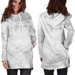 Grey Marble Texture Print Hoodie Dress GearFrost
