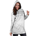 Grey Marble Texture Print Hoodie Dress GearFrost