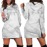 Grey Marble Texture Print Hoodie Dress GearFrost