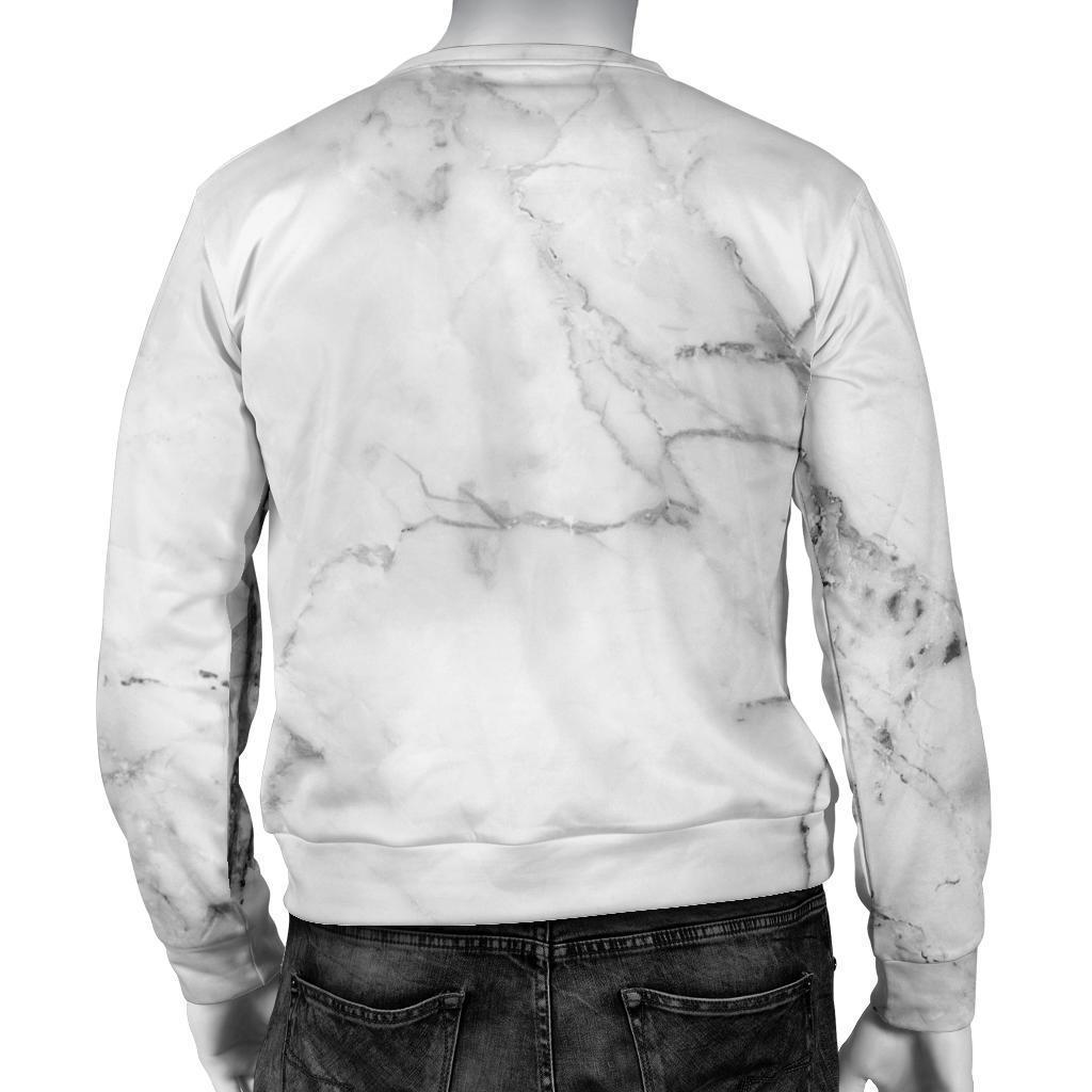 Grey Marble Texture Print Men's Crewneck Sweatshirt GearFrost