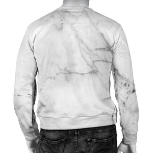 Grey Marble Texture Print Men's Crewneck Sweatshirt GearFrost