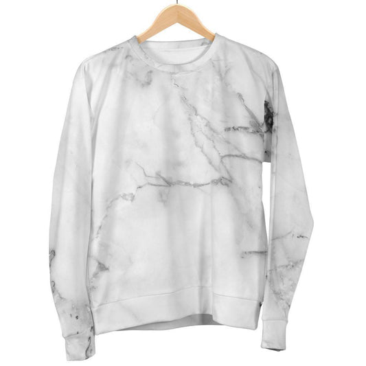 Grey Marble Texture Print Men's Crewneck Sweatshirt GearFrost