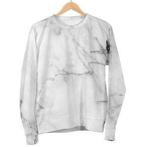 Grey Marble Texture Print Men's Crewneck Sweatshirt GearFrost