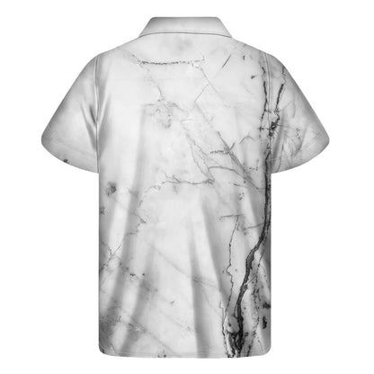 Grey Marble Texture Print Men's Short Sleeve Shirt