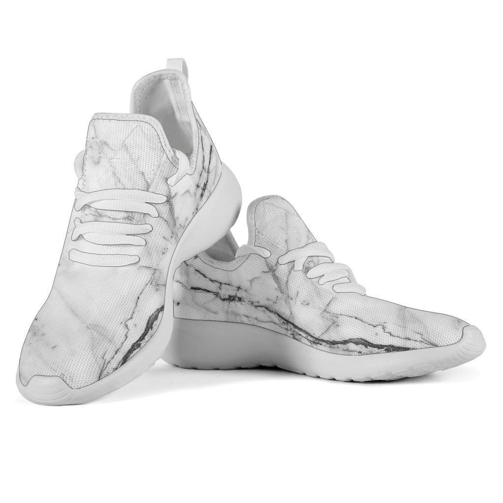 Grey Marble Texture Print Mesh Knit Shoes GearFrost