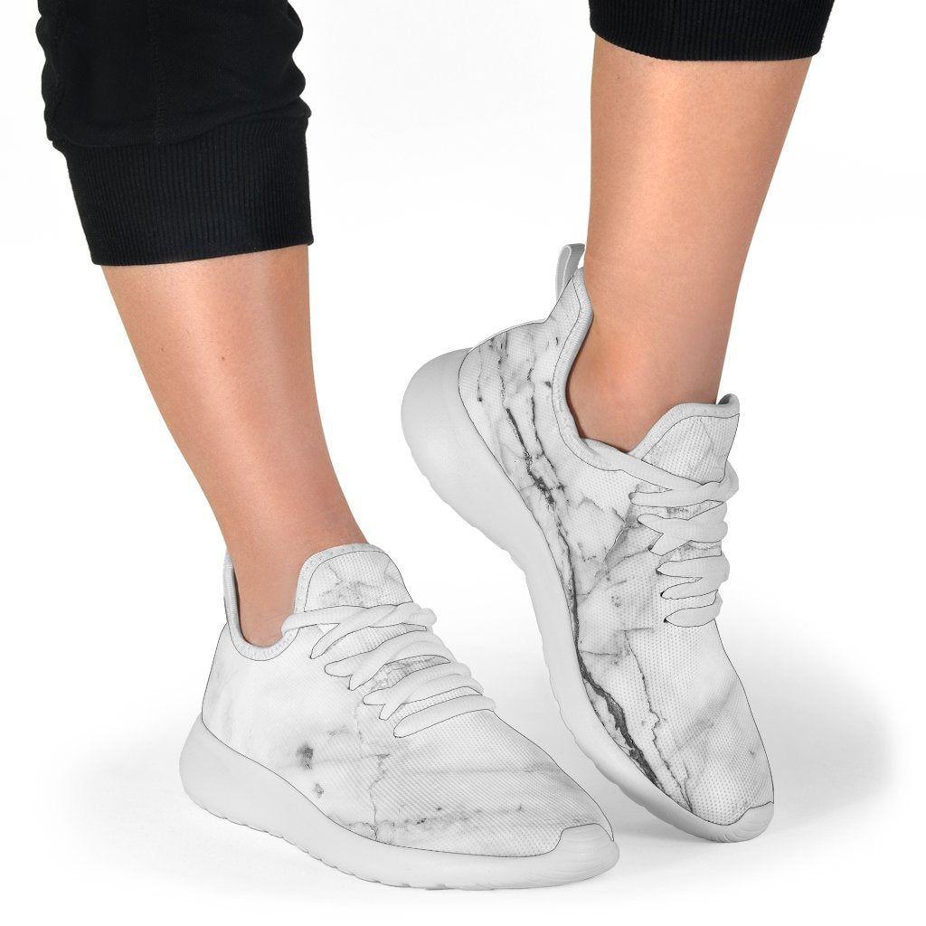 Grey Marble Texture Print Mesh Knit Shoes GearFrost