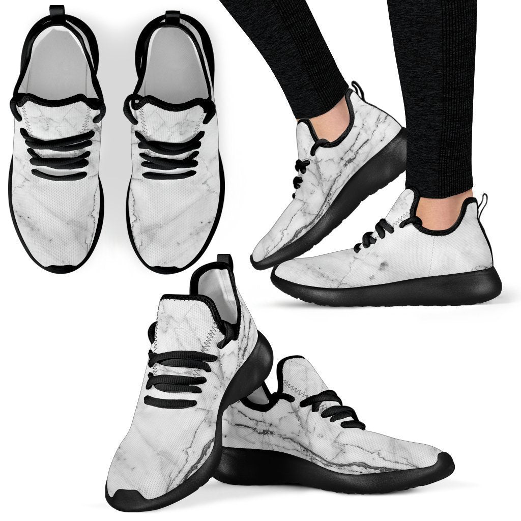 Grey Marble Texture Print Mesh Knit Shoes GearFrost