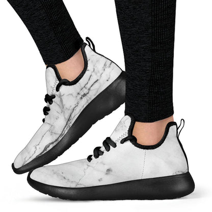 Grey Marble Texture Print Mesh Knit Shoes GearFrost