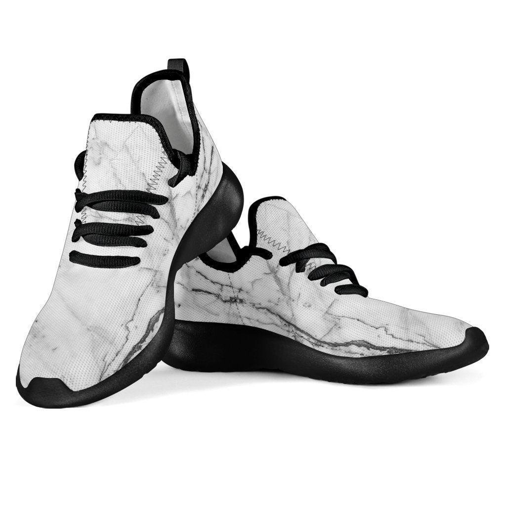 Grey Marble Texture Print Mesh Knit Shoes GearFrost