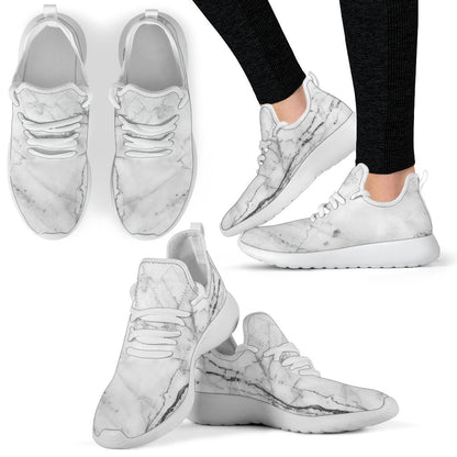 Grey Marble Texture Print Mesh Knit Shoes GearFrost