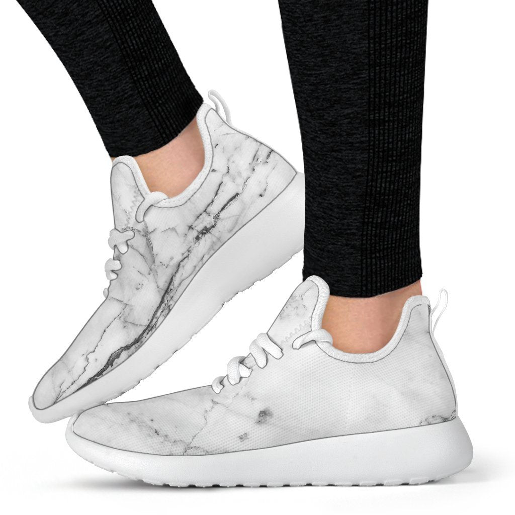 Grey Marble Texture Print Mesh Knit Shoes GearFrost