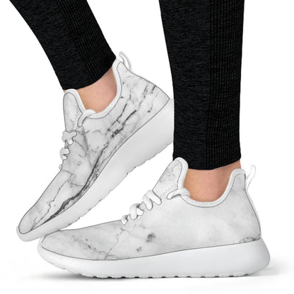 Grey Marble Texture Print Mesh Knit Shoes GearFrost