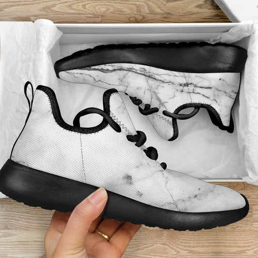 Grey Marble Texture Print Mesh Knit Shoes GearFrost