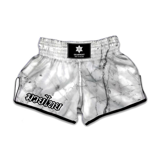 Grey Marble Texture Print Muay Thai Boxing Shorts