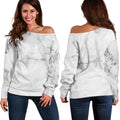 Grey Marble Stone Print Off The Shoulder Sweatshirt