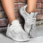 Grey Marble Texture Print Sport Shoes GearFrost