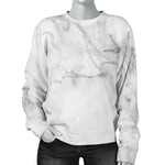 Grey Marble Texture Print Women's Crewneck Sweatshirt GearFrost