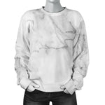 Grey Marble Texture Print Women's Crewneck Sweatshirt GearFrost