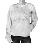 Grey Marble Texture Print Women's Crewneck Sweatshirt GearFrost
